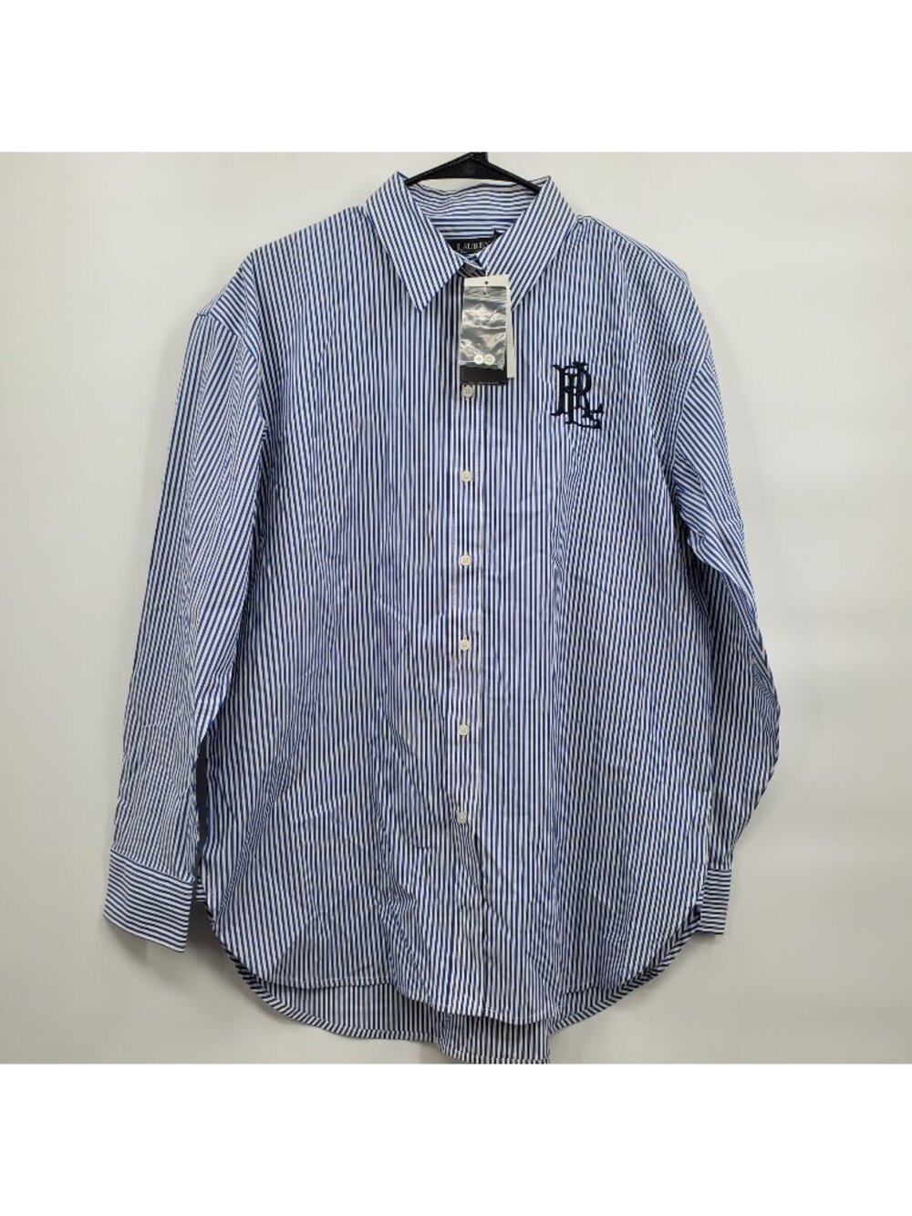 Lauren Ralph Lauren Striped Long Sleeve Pure Press Shirt Women Size Large NWT